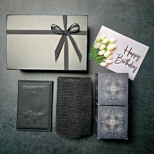 Sleek Black Gift Set (passport cover)